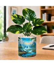 Artificial Tree Ceramic Photo Pot With White Stones 3x4 Inch (F165450)