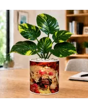 Artificial Tree Ceramic Photo Pot With White Stones 3x4 Inch (F165455)
