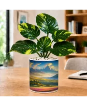 Artificial Tree Ceramic Photo Pot With White Stones 3x4 Inch (F165456)