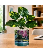Artificial Tree Ceramic Photo Pot With White Stones 3x4 Inch (F165458)