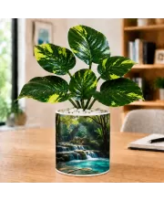 Artificial Tree Ceramic Photo Pot With White Stones 3x4 Inch (F165461)
