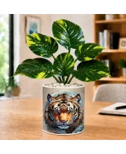 Artificial Tree Ceramic Photo Pot With White Stones 3x4 Inch (F165463)