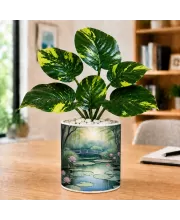 Artificial Tree Ceramic Photo Pot With White Stones 3x4 Inch (F165472)