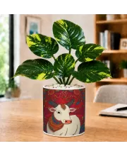 Artificial Tree Ceramic Photo Pot With White Stones 3x4 Inch (F165476)