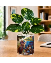 Artificial Tree Ceramic Photo Pot With White Stones 3x4 Inch (F165477)