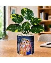 Artificial Tree Ceramic Photo Pot With White Stones 3x4 Inch (F165478)