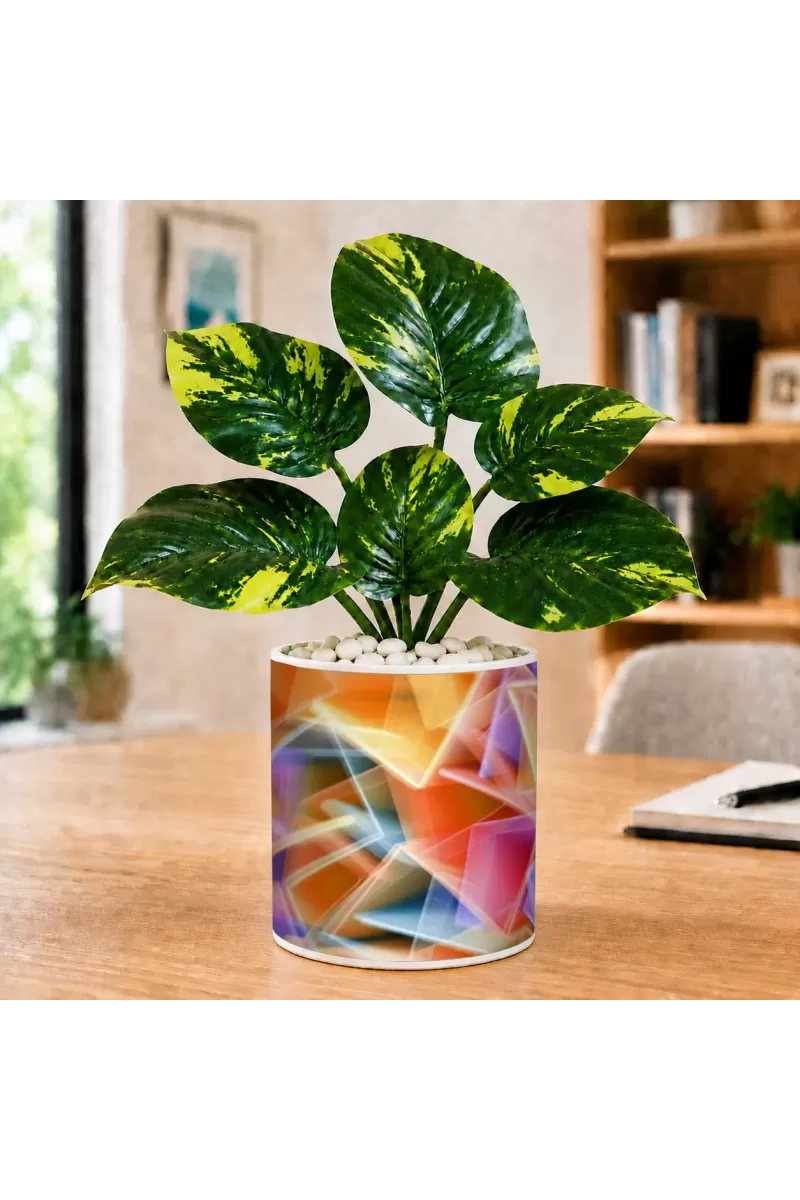 Artificial Tree Ceramic Photo Pot With White Stones 3x4 Inch (F165480)
