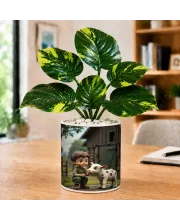 Artificial Tree Ceramic Photo Pot With White Stones 3x4 Inch (F165484)