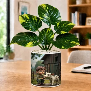 Artificial Tree Ceramic Photo Pot With White Stones 3x4 Inch (F165484) Artificial Tree Ceramic Photo Pot With White Stones 3x4 Inch (F165484)