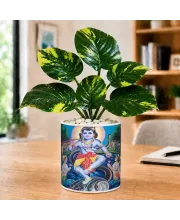 Artificial Tree Ceramic Photo Pot With White Stones 3x4 Inch (F165486)