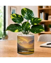 Artificial Tree Ceramic Photo Pot With White Stones 3x4 Inch (F165491)