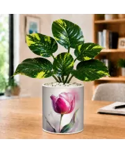Artificial Tree Ceramic Photo Pot With White Stones 3x4 Inch (F165502)