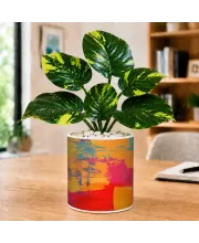 Artificial Tree Ceramic Photo Pot With White Stones 3x4 Inch (F165504)