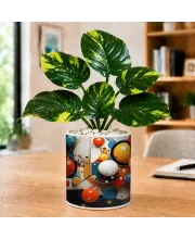 Artificial Tree Ceramic Photo Pot With White Stones 3x4 Inch (F165506)