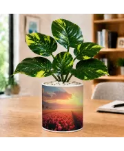 Artificial Tree Ceramic Photo Pot With White Stones 3x4 Inch (F165515)