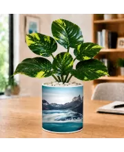 Artificial Tree Ceramic Photo Pot With White Stones 3x4 Inch (F165522)