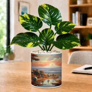 Artificial Tree Ceramic Photo Pot With White Stones 3x4 Inch (F165524) Artificial Tree Ceramic Photo Pot With White Stones 3x4 Inch (F165524)