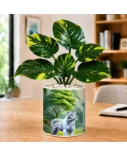 Artificial Tree Ceramic Photo Pot With White Stones 3x4 Inch (F165526)