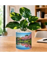 Artificial Tree Ceramic Photo Pot With White Stones 3x4 Inch (F165532)