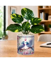 Artificial Tree Ceramic Photo Pot With White Stones 3x4 Inch (F165534)
