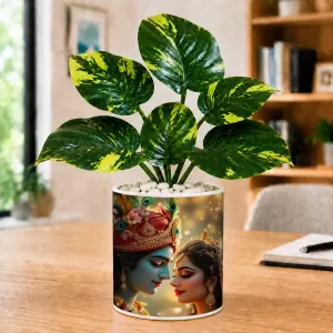 Artificial Tree Ceramic Photo Pot With White Stones 3x4 Inch (F165537) Artificial Tree Ceramic Photo Pot With White Stones 3x4 Inch (F165537)