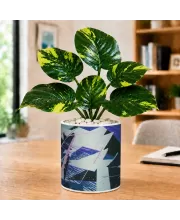 Artificial Tree Ceramic Photo Pot With White Stones 3x4 Inch (F165538)