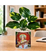 Artificial Tree Ceramic Photo Pot With White Stones 3x4 Inch (F165548)