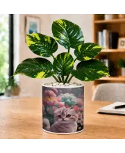 Artificial Tree Ceramic Photo Pot With White Stones 3x4 Inch (F165550)