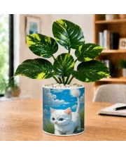 Artificial Tree Ceramic Photo Pot With White Stones 3x4 Inch (F165551)