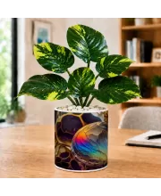 Artificial Tree Ceramic Photo Pot With White Stones 3x4 Inch (F165553)