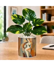 Artificial Tree Ceramic Photo Pot With White Stones 3x4 Inch (F165558)