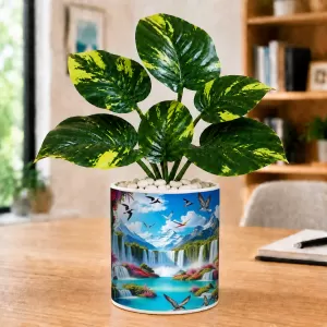 Artificial Tree Ceramic Photo Pot With White Stones 3x4 Inch (F165559) Artificial Tree Ceramic Photo Pot With White Stones 3x4 Inch (F165559)