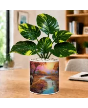 Artificial Tree Ceramic Photo Pot With White Stones 3x4 Inch (F165563)
