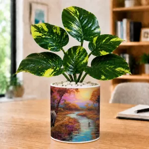 Artificial Tree Ceramic Photo Pot With White Stones 3x4 Inch (F165563) Artificial Tree Ceramic Photo Pot With White Stones 3x4 Inch (F165563)