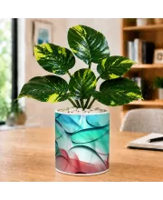 Artificial Tree Ceramic Photo Pot With White Stones 3x4 Inch (F165564)