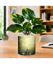 Artificial Tree Ceramic Photo Pot With White Stones 3x4 Inch (F165571)