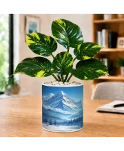 Artificial Tree Ceramic Photo Pot With White Stones 3x4 Inch (F165572)