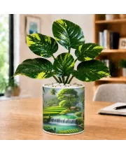 Artificial Tree Ceramic Photo Pot With White Stones 3x4 Inch (F165575)