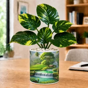 Artificial Tree Ceramic Photo Pot With White Stones 3x4 Inch (F165575) Artificial Tree Ceramic Photo Pot With White Stones 3x4 Inch (F165575)
