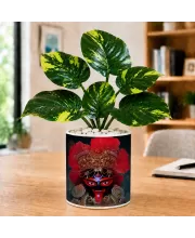Artificial Tree Ceramic Photo Pot With White Stones 3x4 Inch (F165576)