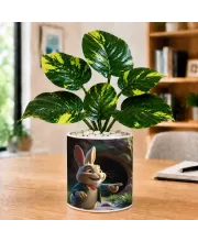Artificial Tree Ceramic Photo Pot With White Stones 3x4 Inch (F165579)