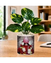 Artificial Tree Ceramic Photo Pot With White Stones 3x4 Inch (F165580)