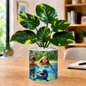 Artificial Tree Ceramic Photo Pot With White Stones 3x4 Inch (F165581) Artificial Tree Ceramic Photo Pot With White Stones 3x4 Inch (F165581)