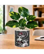 Artificial Tree Ceramic Photo Pot With White Stones 3x4 Inch (F165584)
