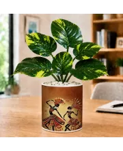 Artificial Tree Ceramic Photo Pot With White Stones 3x4 Inch (F165589)