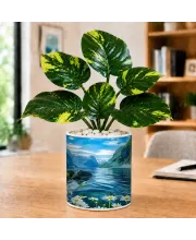 Artificial Tree Ceramic Photo Pot With White Stones 3x4 Inch (F165590)