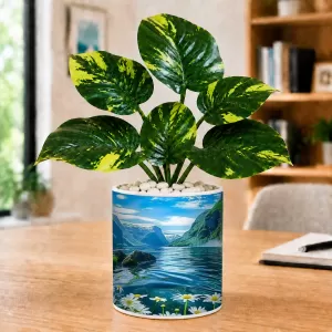 Artificial Tree Ceramic Photo Pot With White Stones 3x4 Inch (F165590) Artificial Tree Ceramic Photo Pot With White Stones 3x4 Inch (F165590)