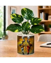 Artificial Tree Ceramic Photo Pot With White Stones 3x4 Inch (F165591)