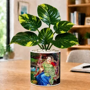 Artificial Tree Ceramic Photo Pot With White Stones 3x4 Inch (F165592) Artificial Tree Ceramic Photo Pot With White Stones 3x4 Inch (F165592)