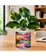 Artificial Tree Ceramic Photo Pot With White Stones 3x4 Inch (F165594)